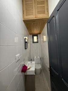 a small bathroom with a toilet and a sink at Fi Makanina in Tunis