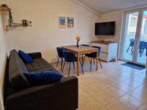 Televízia a/alebo spoločenská miestnosť v ubytovaní Apartment Hramina