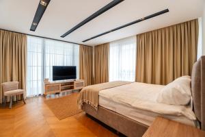 Μια τηλεόραση ή/και κέντρο ψυχαγωγίας στο 5-Bedroom Villa with Pool & Sauna