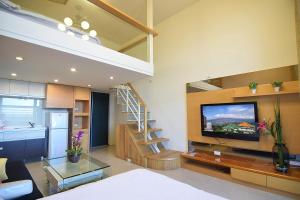 TV a/nebo společenská místnost v ubytování No. 21 Jiaoxi Hot Spring Homestay