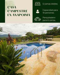 folleto para una villa con piscina en Moderna Casa-Paisajes Increíbles, en Anapoima