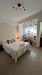 a bedroom with a bed and a table with chairs at Monoambiente Practico y Centrico IGR in Puerto Iguazú