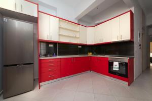 Kuchyň nebo kuchyňský kout v ubytování Cuka apartment 3BD nexto to metro and Piraeus Port