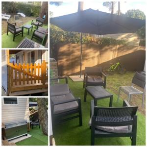 Mobil home climatisé 6,8 Pers SIBLU BONNE ANSE PLAGE LA PAMYRE LES MATHES外面的花园