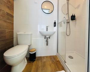 a bathroom with a toilet and a sink at Pensão Manalvo in Caxarias