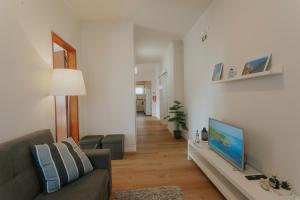 Una sala de estar con un sofá y un televisor de pantalla plana. en Best Houses 115 - Faustino s House II, en Atouguia da Baleia