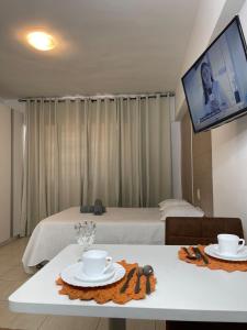 Postel nebo postele na pokoji v ubytování Suite Premium de alto padrão IV - Climatizado