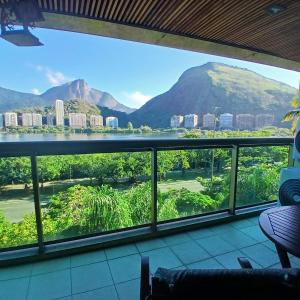 a view from a room with a view of a mountain at Apart-Hotel Vista Frontal em Ipanema in Rio de Janeiro