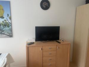 a television on top of a dresser in a room at Die möblierten Apartments in Triesen
