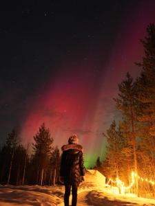 Majutusasutuse Aurora Igloo Fireplace-heated Tents in a secret forest with private Jacuzzi and shared sauna bathroom and dog friendly külastajad