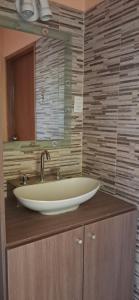 a bathroom with a white sink and a mirror at Departamento OHANA in Malargüe
