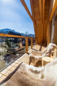 dwa psy na ganku z widokiem na góry w obiekcie udanypobyt Apartament Sky SPA w Zakopanem