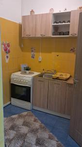 a kitchen with a sink and a stove at Dor de mare in Mangalia +7 photos