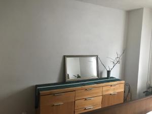 un miroir au-dessus d'une commode dans une pièce dans l'établissement Dreas Vintage Room, à Krastel