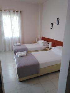 a bedroom with two beds and a window at Aprilis Apartments 2 in Kiónion