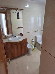 a bathroom with a sink and a toilet at Apartamento Pose Arteixo in Arteixo