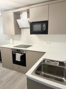 Dapur atau dapur kecil di Gemütliches Studio in Korlingen