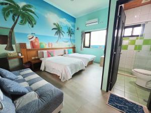 A bed or beds in a room at Fish's Home