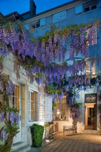 ナンシーにあるメゾン ドーテ ド ミヨンの紫の花の建物