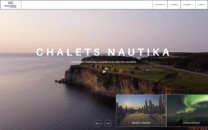 加斯佩Chalets Nautika的一个网站的屏幕,上面有冰川中风的词