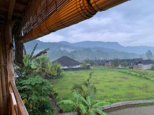 a view of a field from a window of a house at Cozy bliss homestay sidemen in Sidemen