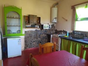 a kitchen with a green cabinet and a table in it at CasonaLasChilcas in Tandil
