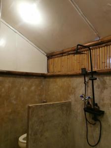 a bathroom with a shower and a toilet at Rosie's Beach House El Nido in El Nido