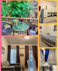 a collage of pictures of a room with a balcony at Elisavetinskaya 15 in Odesa