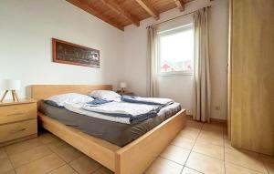 a bedroom with a bed and a window at Seebrise in Süssau