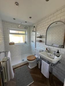 un bagno con un water e un lavandino di Stylish Cottage near York a Rawcliffe