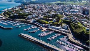 - une vue aérienne sur un port avec des bateaux dans l'établissement Apartamento AIIA, à Ribadeo