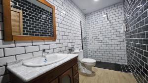 a bathroom with a sink and a toilet at Optimus Japón in Coria del Río +27 photos