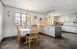 a kitchen with a table and chairs in a room at 2 Bedroom Amazing Home In Grindsted in Grindsted