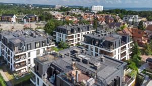 an aerial view of a city with buildings at Sunny Wood - Bursztynowa in Gdańsk