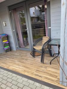 Patio alebo iná vonkajšia časť ubytovania Lawendowe Domki