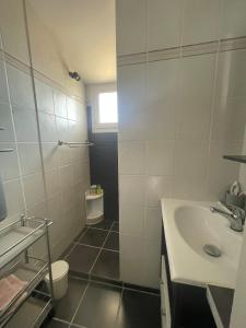 un bagno con lavandino e WC di Maisonnette cosy piscine parking ad Argelès-sur-Mer