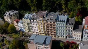 an aerial view of a city with many buildings at LD Morava in Karlovy Vary