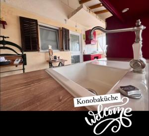 a kitchen with a sink and a counter top at Ferienhaus in Kroatien für 9 Personen in Maslenica