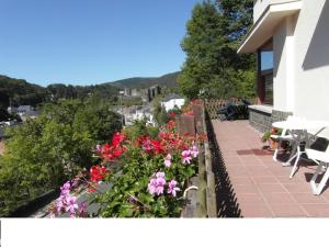 ラ・ロシュ・アン・アルデンヌにあるChild friendly Holiday Home in La Roche en Ardenneのピンクの花の庭園