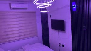 Camera con letto, TV e luci viola di Jnjrace a Lagos