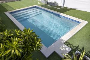 a swimming pool in a yard with plants at Viemerci veronica suite 9b in Santa Catharina