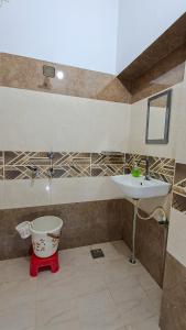 a bathroom with a sink and a toilet at LD Guest House, Ayodhya in Ayodhya