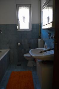 a bathroom with a sink and a toilet and a window at Bibinje Apartment in Bibinje +8 photos