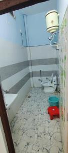 a bathroom with a toilet and a sink at Geetasheel Palace in Naimishāranya