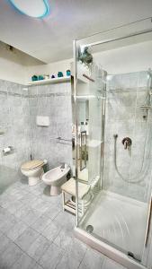 罗扎诺MOON Apartament - intera casa vicino Assago Forum Humanitas e IEO - con possibilità di box privato的带淋浴、马桶和水槽的浴室