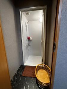 箱根町にあるGuest House Hakone LUMIのバスルーム(ガラスドア付きのシャワー付) +22枚の写真