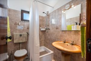 a bathroom with a sink and a toilet and a mirror at Vivenda Estrela do Mar in Carvoeiro +27 photos