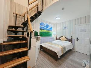 Un ou plusieurs lits dans un hébergement de l'établissement Gulangyu Yuanzhongyuan Homestay
