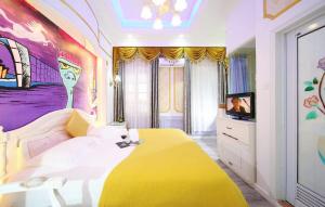 Un ou plusieurs lits dans un hébergement de l'établissement Gulangyu Yuanzhongyuan Homestay