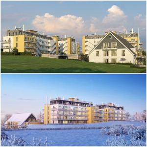 two pictures of a city with buildings and a house at Winterberg Appartement 21132 in Winterberg